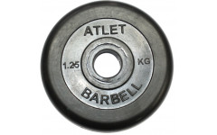 Диск обрезиненный, чёрного цвета, 26 мм, 1,25 кг  Atlet