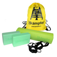 Комбо-набор для йоги Kampfer Combo Green (зеленый/желтый)